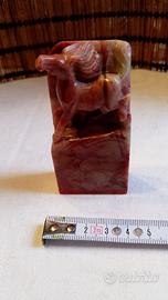 timbro vintage cinese a forma di cavallo, pietra