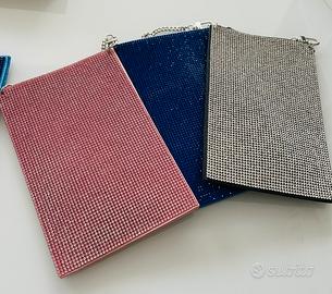 Porta cellulare a tracolla strass semilpelle