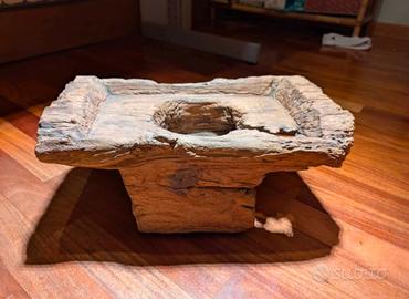 Mortaio in teak dell'isola di Giava primissimi 900