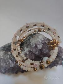 bracciale rigido con cristalli e agata 