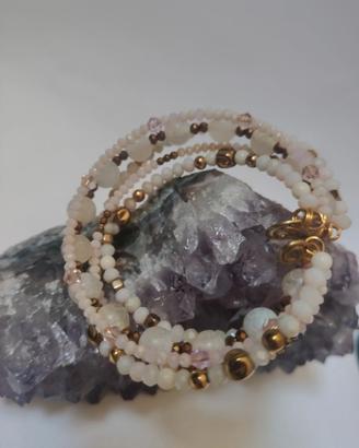 bracciale rigido con cristalli e agata 