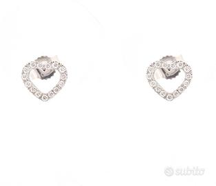 Orecchini cuore in oro bianco con diamanti
