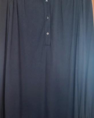 vestito nero donna lana liscio con coreana 