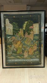 quadro arte indiana su tessuto