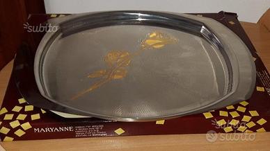 Vassoio acciaio 18/10-oro zecchino 24k