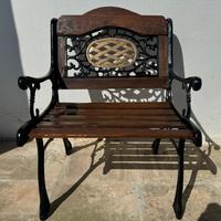 Panchine d'epoca in legno e ghisa 