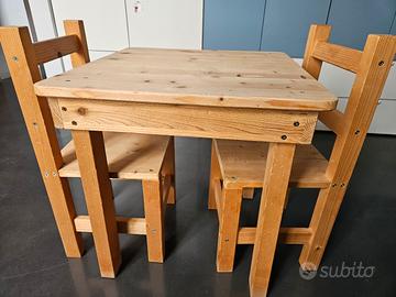 Tavolino montessoriano legno bambini con 2 sedie 