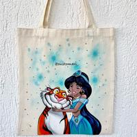 Tote Bag di Jasmine e Rajah dipinta a mano