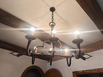 Lampadario in ferro battuto 6 lampade