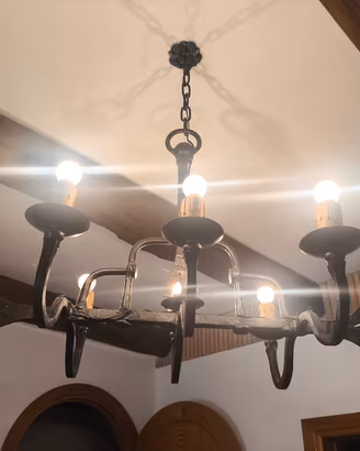 Lampadario in ferro battuto 6 lampade