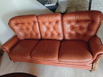 Divano e poltrone vintage in vera pelle 