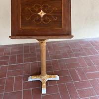 Leggio Antico Intarsiato a Colonna