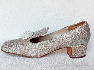 Scarpe vera pelle argento glitter 36 anni '60