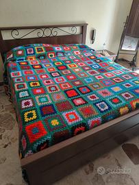 coperta di lana granny uncinetto copriletto a mano
