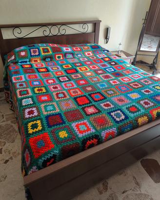coperta di lana granny uncinetto copriletto a mano