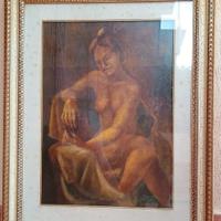 Quadro olio originale: Nudo sensuale donna. 
