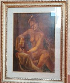 Quadro olio originale: Nudo sensuale donna. 