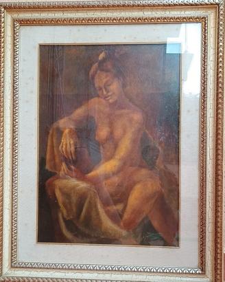 Quadro olio originale: Nudo sensuale donna. 