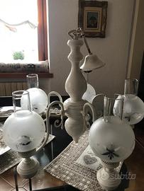 Lampadario Shabi in legno e vetro