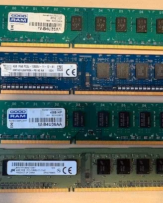 Lotto 4 Banchi RAM DDR3 / DDR3L da 4GB Totale 16G