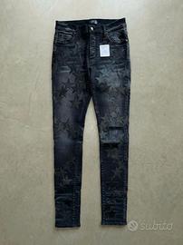 Amiri Chemist leather star aged jeans