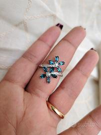 anello regolabile placcato argento con Topazio 