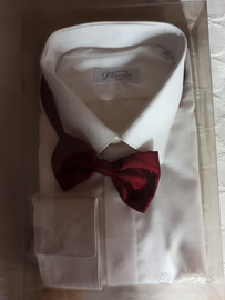 Camicia elegante bianca 44 nuova con papillon