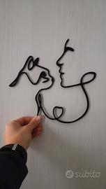 decorazioni da parete gatto e donna line art