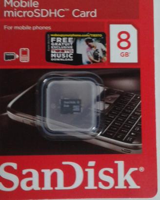 Scheda Micro SD Sandisk SDHC 8GB nuova