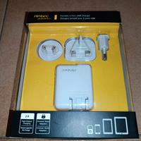 carica batterie Smartphone Tablet 2 prese USB + va