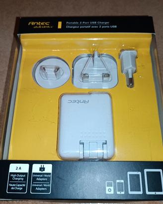 carica batterie Smartphone Tablet 2 prese USB + va