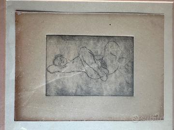 Nudo femminile - Puntasecca o acquaforte
