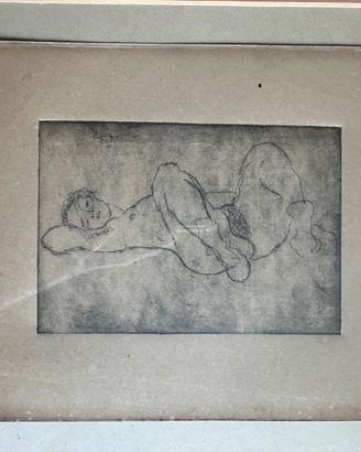 Nudo femminile - Puntasecca o acquaforte