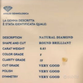Diamante naturale Recarlo 0,03 ct – Nuovo con gara