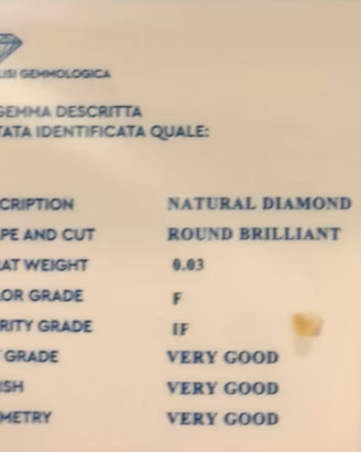 Diamante naturale Recarlo 0,03 ct – Nuovo con gara