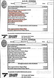 A.S.D. Cenisia Torino. Kit Abbigliamento.