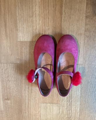 Ballerine Mary Jane fucsia con pon pon – n. 27