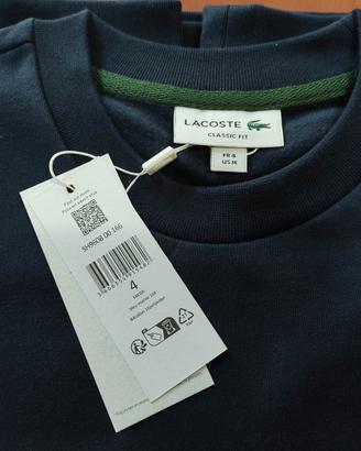 Felpa Lacoste uomo tg 4/M colore blu girocollo 