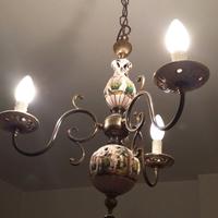 LAMPADARIO CERAMICA+2 ABAT-JOUR+ 2 TAVOLETTE