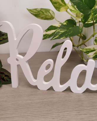 Scritta Relax da arredamento in PVC bianco 30 cm