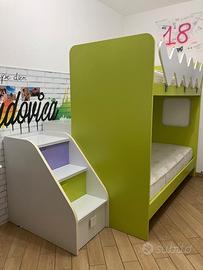 LETTO A CASTELLO CON CASSETTONI/GRADINO E PEDANA