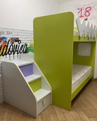 LETTO A CASTELLO CON CASSETTONI/GRADINO E PEDANA