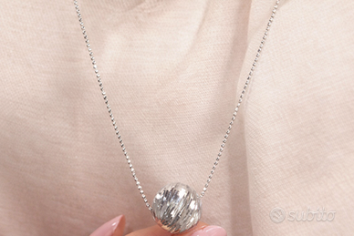 Collana in Argento 925 Placcato Platino con Sfera