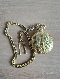 Orologio da taschino dorato con catena