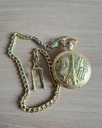 Orologio da taschino dorato con catena