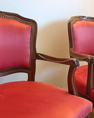 Coppia di poltroncine parigine in noce anni '70