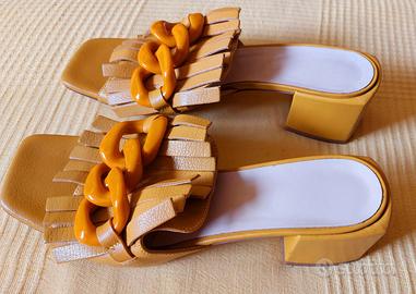 Sandalo donna in pelle n.40 suola cuoio nuovo