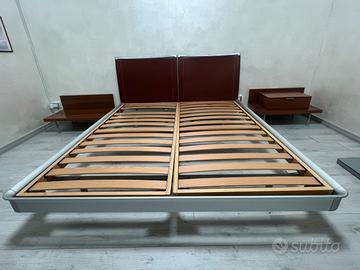 Letto matrimoniale con rete a doghe + 2 comodini