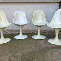 4 sedie tulip girevoli anni 70 fibra di vetro