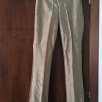 Pantaloni donna in seta color oro-beige tg 42